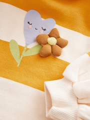 Ochre / Cream Long Sleeve Hooded Sweat Dress (3mths-7yrs) - Image 8 of 8
