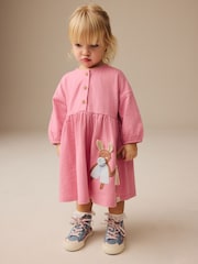 Bunny Pink Long Sleeve Jersey Dress (3mths-7yrs) - Image 1 of 9