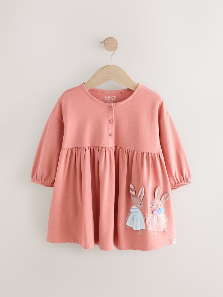 Rose lapin - Robe à manches longues en jersey (3mths-7yrs) - Image 5 of 9