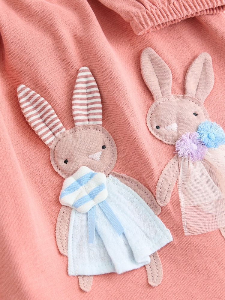 Bunny Pink Long Sleeve Jersey Dress (3mths-7yrs) - Image 9 of 9