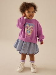 Blue/Pink Bunny Long Sleeve Shirt Sweat Dress (3mths-7yrs) - Image 2 of 7