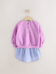 Blue/Pink Bunny Long Sleeve Shirt Sweat Dress (3mths-7yrs) - Image 5 of 7