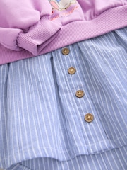Blue/Pink Bunny Long Sleeve Shirt Sweat Dress (3mths-7yrs) - Image 6 of 7
