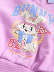Blue/Pink Bunny Long Sleeve Shirt Sweat Dress (3mths-7yrs) - Image 7 of 7