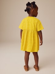 Ochre Yellow Padded Flower Short Sleeve Summer Dress (3mths-7yrs) - Image 3 of 7