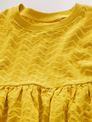 Ochre Yellow Padded Flower Short Sleeve Summer Dress (3mths-7yrs) - Image 6 of 7