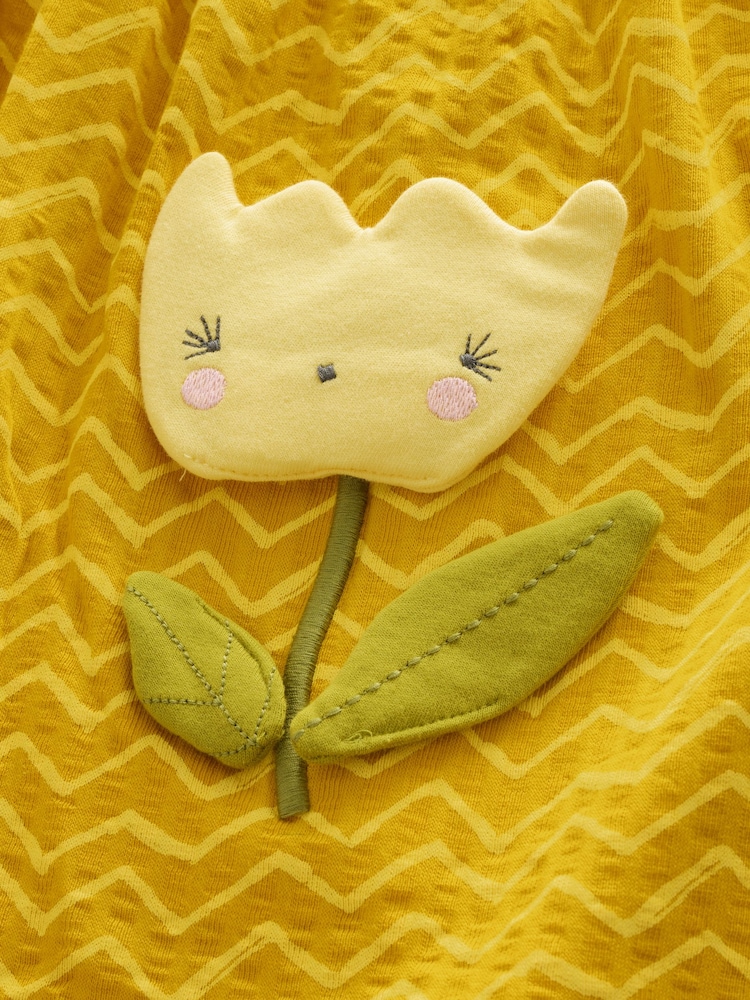 Ochre Yellow Padded Flower Short Sleeve Summer Dress (3mths-7yrs) - Image 7 of 7