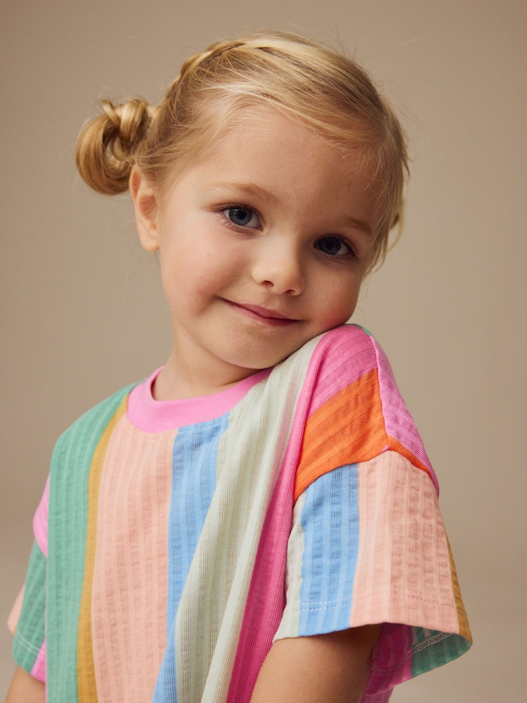 Rainbow Stripe Short Sleeve Summer Dress (3mths-7yrs) - Image 4 of 9