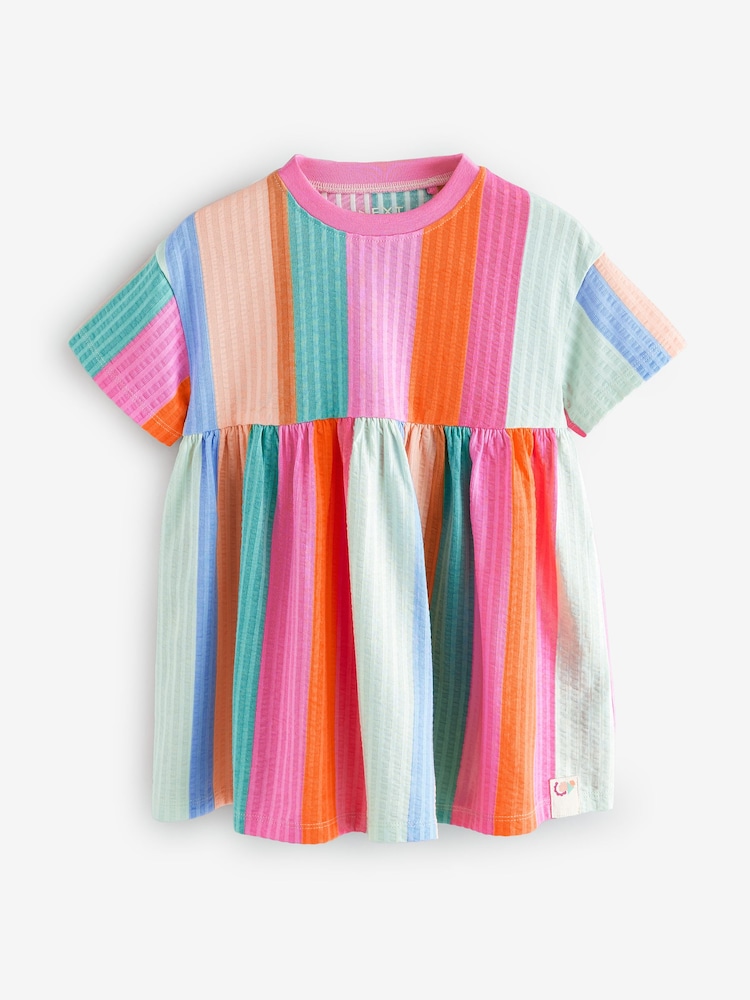 Rainbow Stripe Short Sleeve Summer Dress (3mths-7yrs) - Image 5 of 9