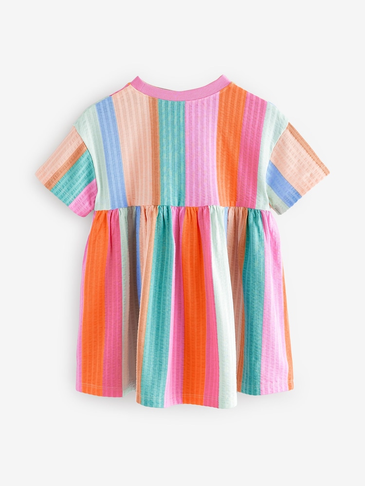 Rainbow Stripe Short Sleeve Summer Dress (3mths-7yrs) - Image 6 of 9