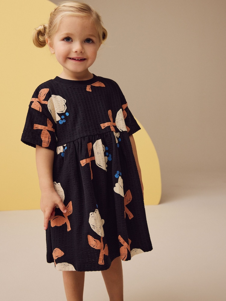 Black/White Short Sleeve Summer Dress (3mths-7yrs) - Image 1 of 8