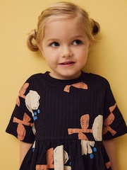 Black/White Short Sleeve Summer Dress (3mths-7yrs) - Image 4 of 8