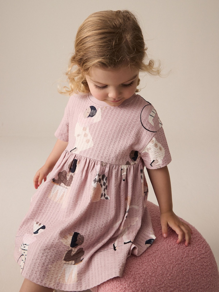 Rosa - Vestido de verano de punto y manga corta (3 meses - 7 años) - Imagen 1 de 9 Rosa - Vestido de verano de punto y manga corta (3 meses - 7 años) - Imagen 1 de 9