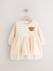 Neutral Bear Long Sleeve Sweat Mesh Dress (3mths-7yrs) - Image 5 of 8