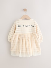 Neutral Bear Long Sleeve Sweat Mesh Dress (3mths-7yrs) - Image 6 of 8