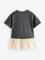 Charcoal Grey Short Sleeve Mesh Dress (3mths-7yrs) - Image 5 of 8