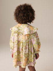Green Floral Long Sleeve Collar Dress (3mths-7yrs) - Image 3 of 8