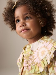 Green Floral Long Sleeve Collar Dress (3mths-7yrs) - Image 4 of 8