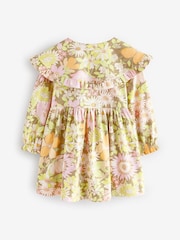 Green Floral Long Sleeve Collar Dress (3mths-7yrs) - Image 6 of 8