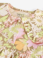Green Floral Long Sleeve Collar Dress (3mths-7yrs) - Image 8 of 8