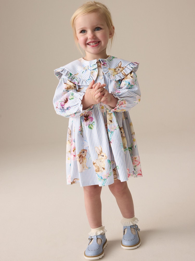 Bunny Blue Long Sleeve Collar Dress (3mths-7yrs) - Image 2 of 8