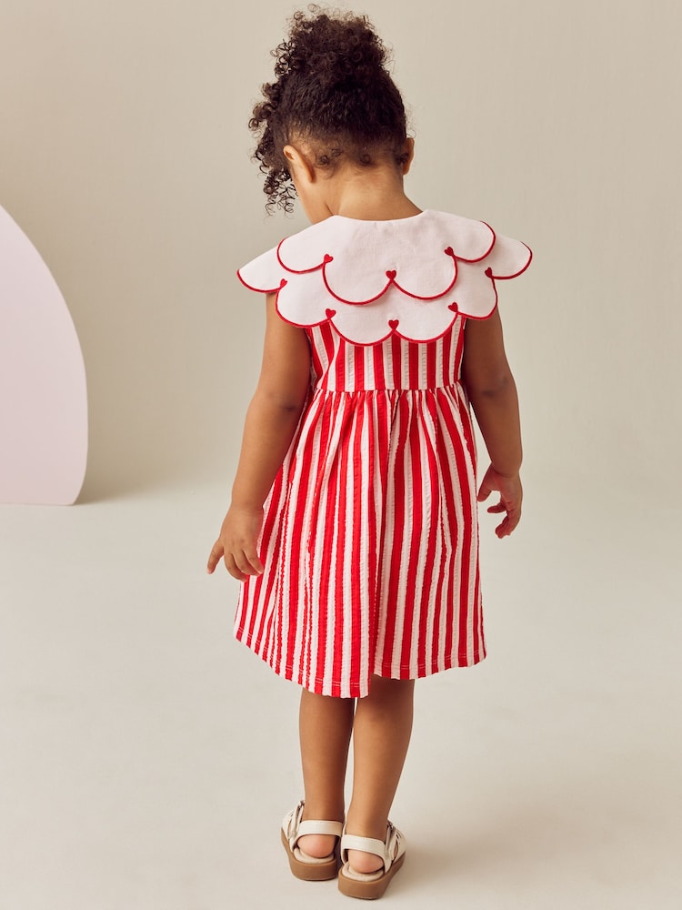 Heart Red Sleeveless Collar Summer Dress (3mths-7yrs)