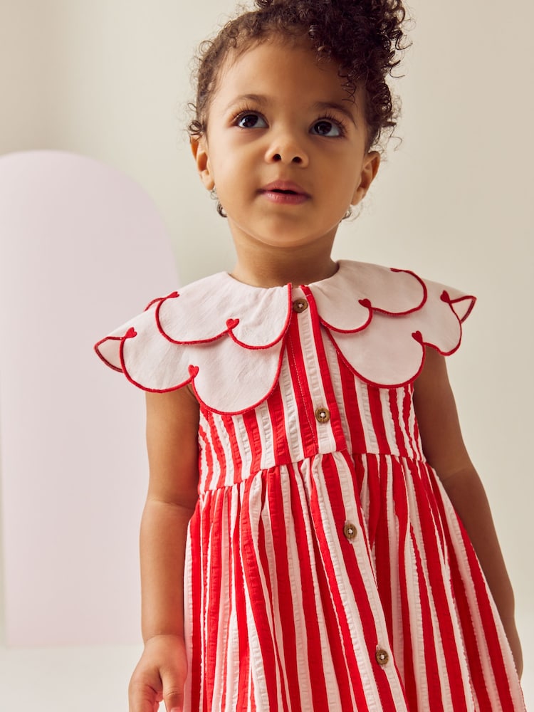 Heart Red Sleeveless Collar Summer Dress (3mths-7yrs)
