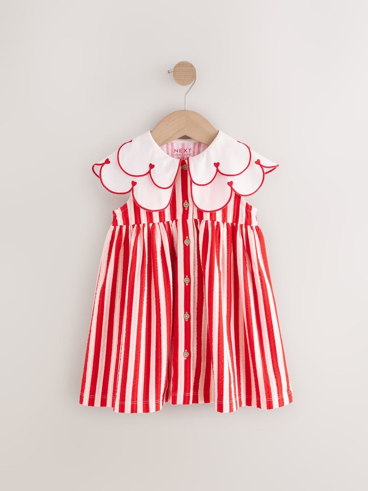 Heart Red Sleeveless Collar Summer Dress (3mths-7yrs)