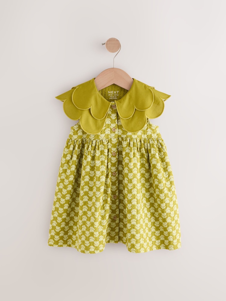 Green Sleeveless Collar Summer Dress (3mths-7yrs)