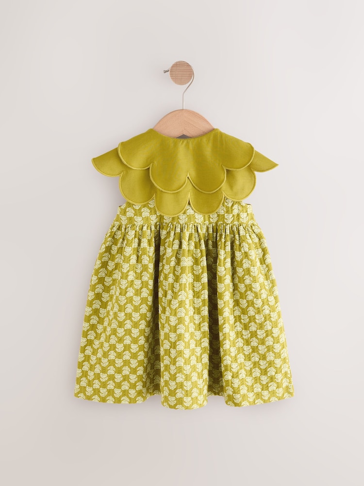 Green Sleeveless Collar Summer Dress (3mths-7yrs)