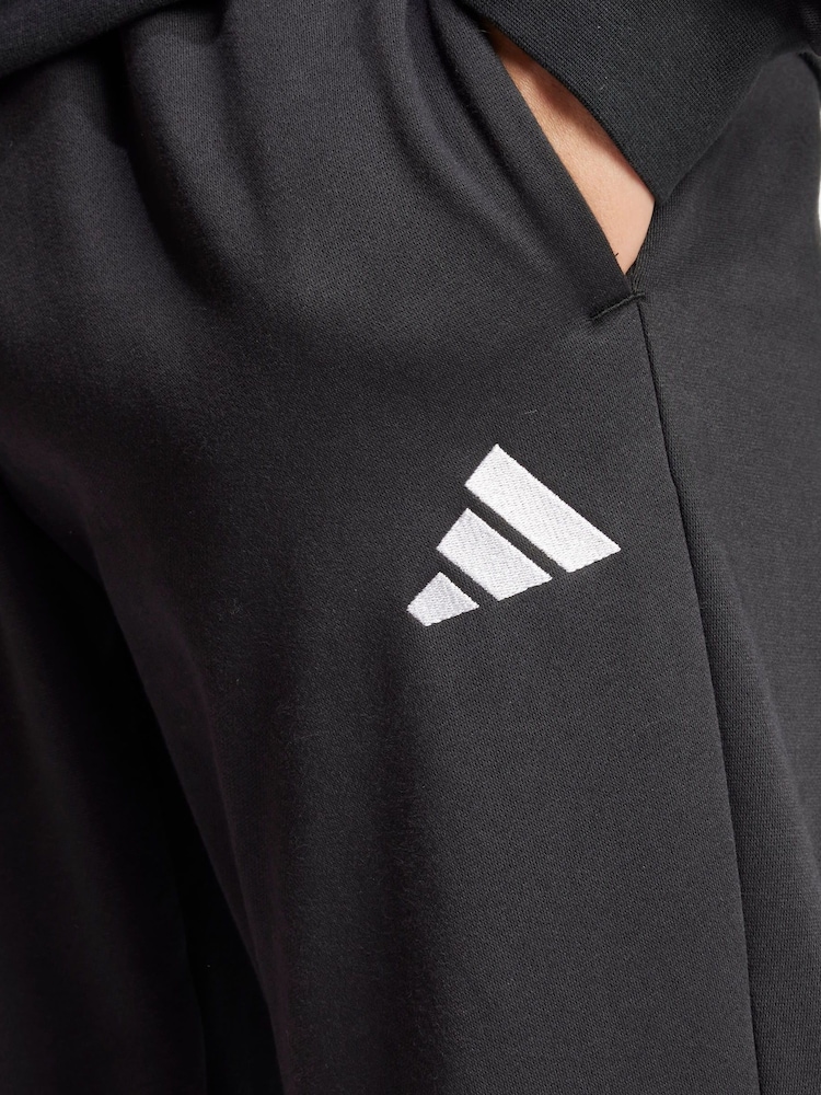 adidas Black Sportswear Basic 3-Stripes Fleece Tracksuit - Image 5 of 8