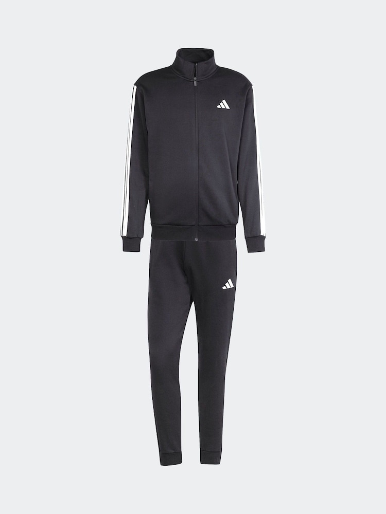 adidas Black Sportswear Basic 3-Stripes Fleece Tracksuit - Image 6 of 8