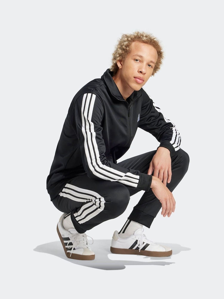 adidas Black Sportswear Basic 3-Stripes Tricot Tracksuit - Image 3 of 8