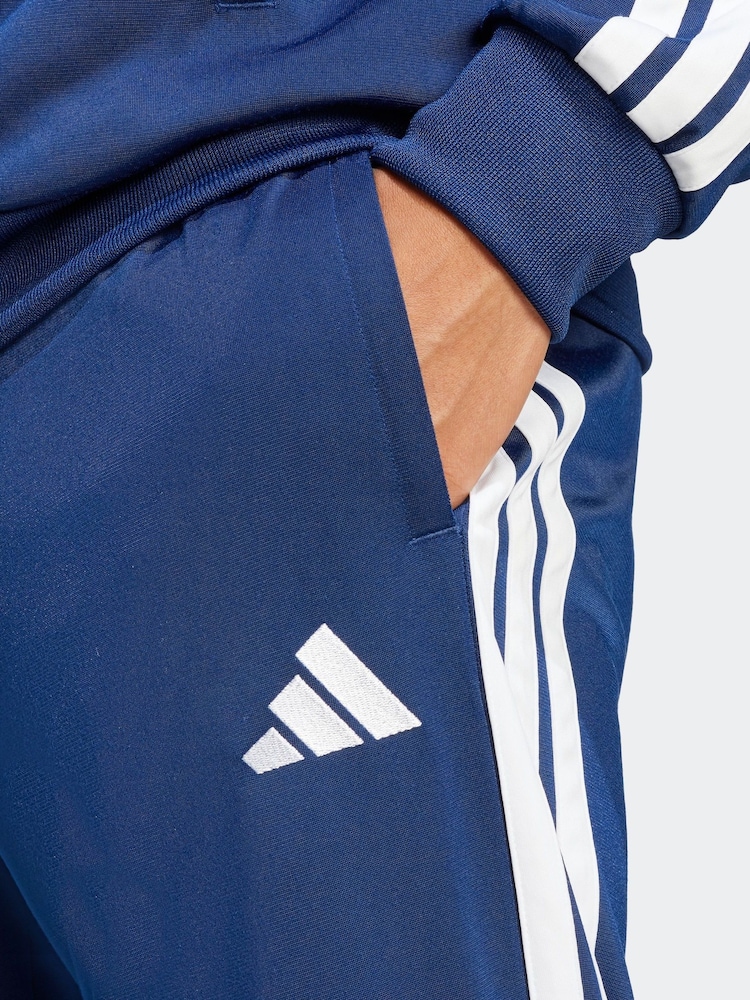 adidas Blue Sportswear Basic 3-Stripes Tricot Tracksuit - Image 4 of 7