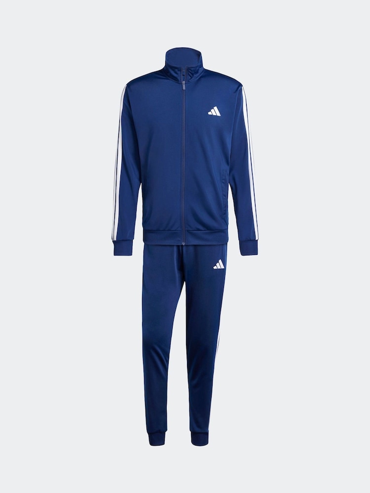 adidas Blue Sportswear Basic 3-Stripes Tricot Tracksuit - Image 5 of 7