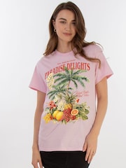 Brands In Pink Paradise Delights Boyfriend Fit Graphic T-Shirt - Image 1 of 4