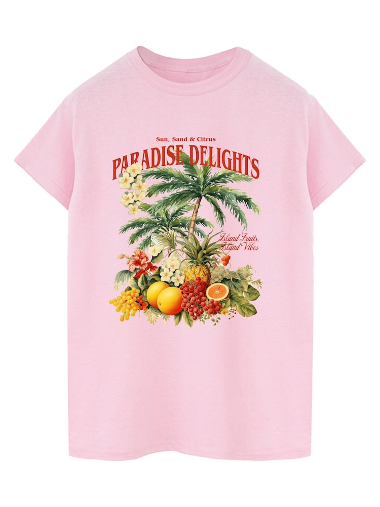 Brands In Pink Paradise Delights Boyfriend Fit Graphic T-Shirt - Image 2 of 4 Brands In Pink Paradise Delights Boyfriend Fit Graphic T-Shirt - Image 2 of 4