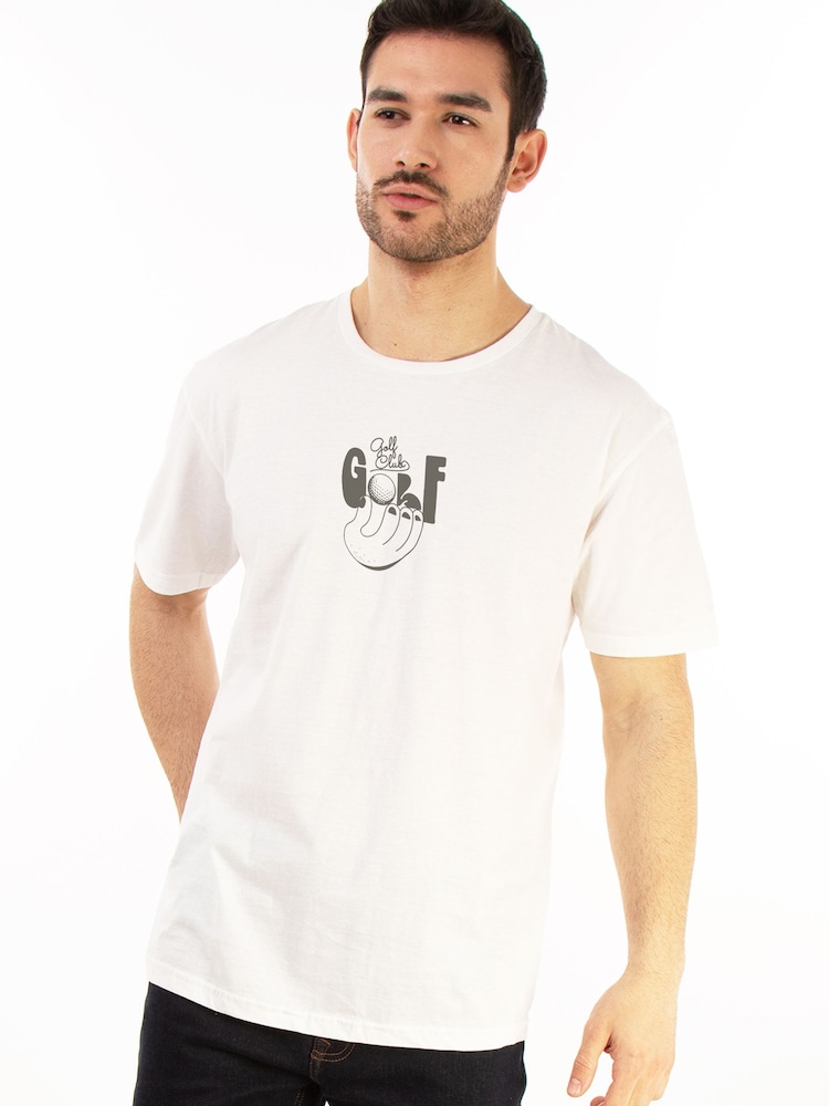 Brands In White Golf Club Doodle Graphic T-Shirt - Image 1 of 4 Brands In White Golf Club Doodle Graphic T-Shirt - Image 1 of 4
