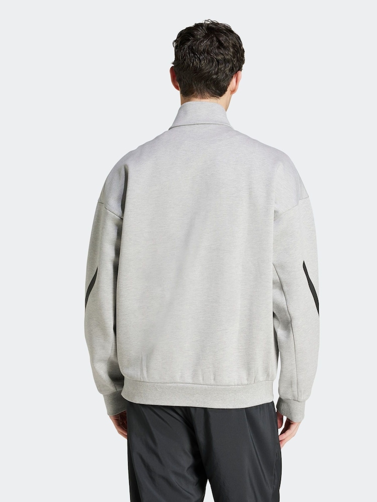 adidas Grey Z.N.E. Quarter Zip Sweatshirt - Image 2 of 6 adidas Grey Z.N.E. Quarter Zip Sweatshirt - Image 2 of 6