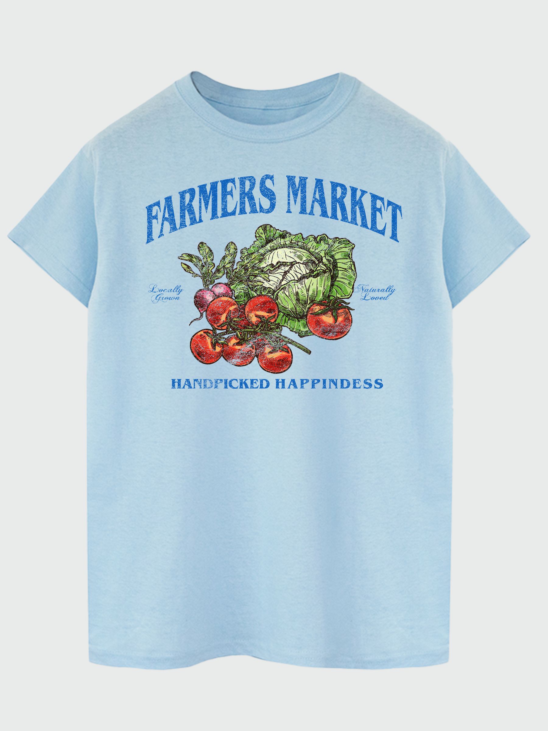 Buy Brands In Blue Farmers Market Boyfriend Fit Graphic T-Shirt