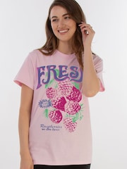 Brands In Pink Raspberries In Love Boyfriend Fit Graphic T-Shirt - Image 1 of 4