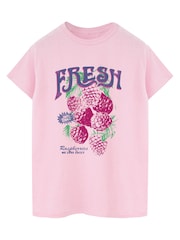 Brands In Pink Raspberries In Love Boyfriend Fit Graphic T-Shirt - Image 2 of 4