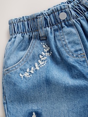 Mid Blue Denim Wide Leg Embellished 100% Cotton Jeans (3mths-7yrs) - Image 8 of 9