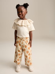 Neutral Floral Print Pull On Trousers (3mths-7yrs) - Image 2 of 9