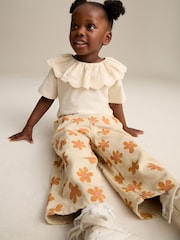 Neutral Floral Print Pull On Trousers (3mths-7yrs) - Image 4 of 9