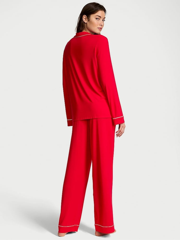 Victoria's Secret Lipstick Bow Graphic Red Modal Long Pyjama Set - Image 2 of 4