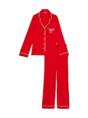 Victoria's Secret Lipstick Bow Graphic Red Modal Long Pyjama Set - Image 3 of 4