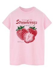 Brands In Pink Strawberries Lo Dulce Boyfriend Fit Graphic T-Shirt - Image 2 of 4
