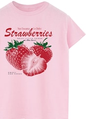 Brands In Pink Strawberries Lo Dulce Boyfriend Fit Graphic T-Shirt - Image 4 of 4