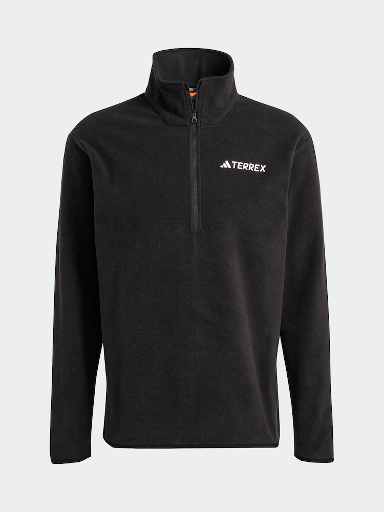 adidas Black Essentials 1/2 Zip Fleece Jacket - Image 10 of 11